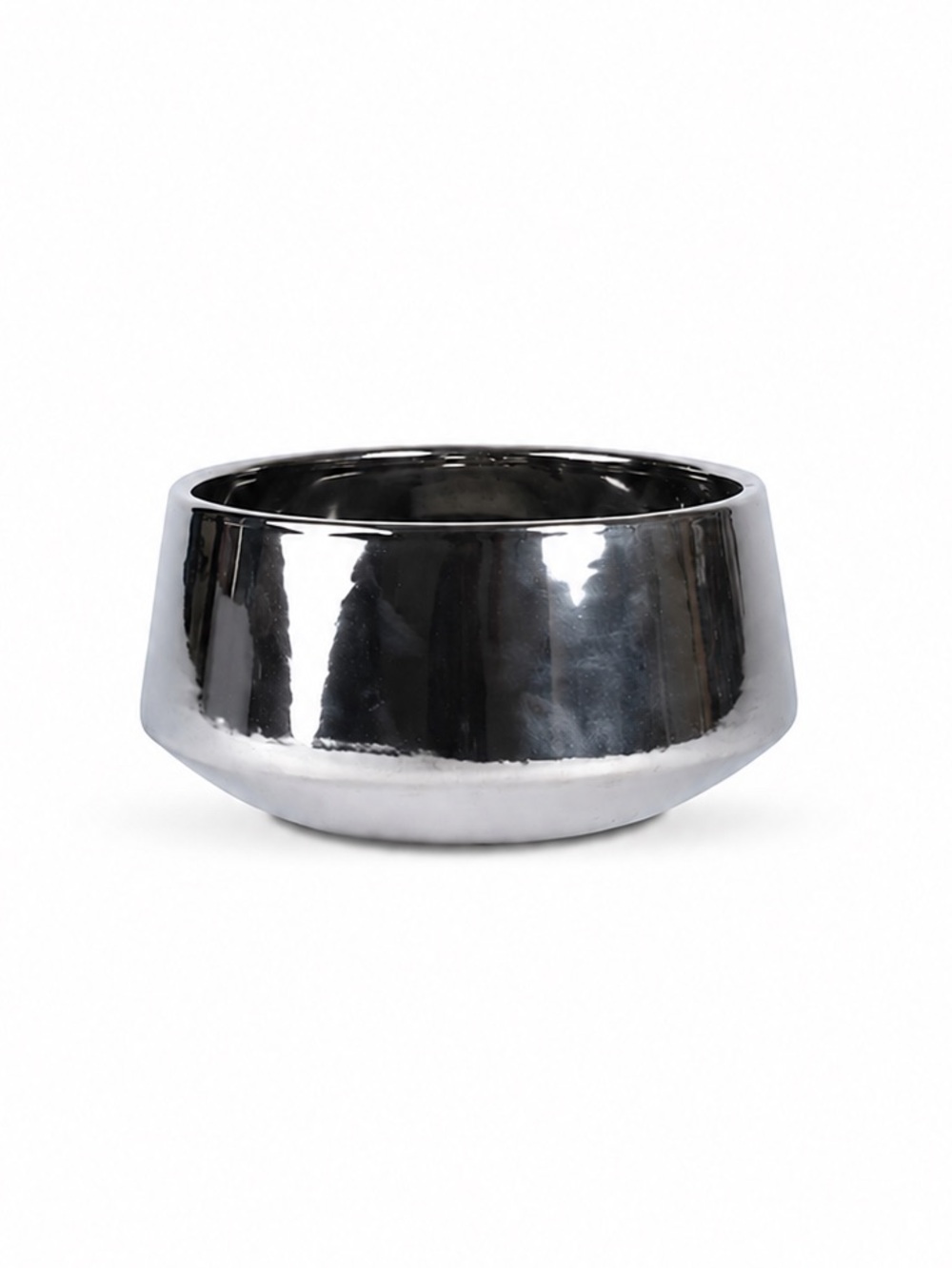 Vasesource • Round Silver Ceramic Metallic 10” Planter Indoor/Outdoor